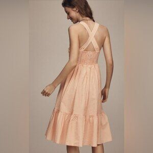 NWT! Anthropologie Orange Gingham Maeve Halter Bow-Front Midi Dress - Size XS 🎾